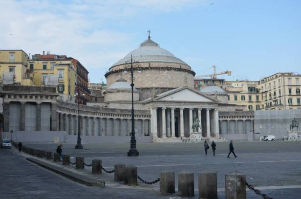 The Royal Basilica of San Francesco di Paola. It was built in nineteenth century by Francesco I di Bourbon. It was ispired by neoclassical style of Pantheon