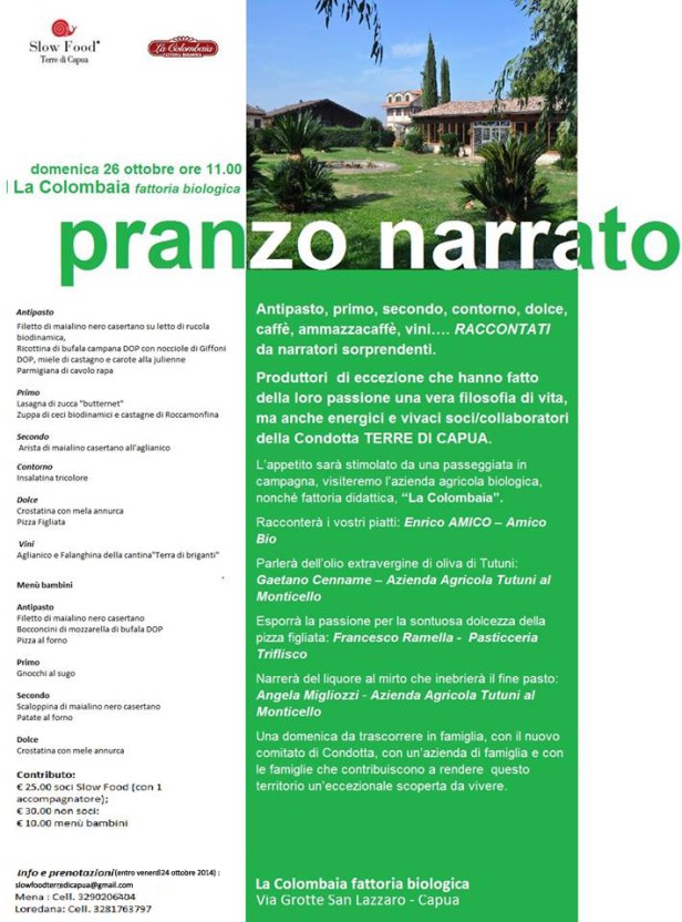 Pranzo Narrato Slow Food Terre di Capua 26 ott.14